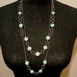 Charming Charlie Turquoise, Silver-toned Necklace